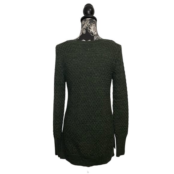 Athleta Tunic Sweater Merino Wool Blend Thermal Honeycomb Knit Moss Green Small - Picture 10 of 11